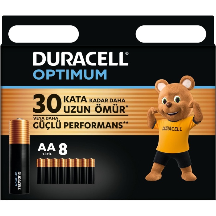 Optimum AA Pil (8’li Paket) - Alkalin Pil 1,5V - 30 Kata Kadar Daha uzun ömür veya Daha güçlü performans - Modern Cihazların Taleplerini Karşılar - %100 Geri Dönüştürülebilir - LR6 MX1500