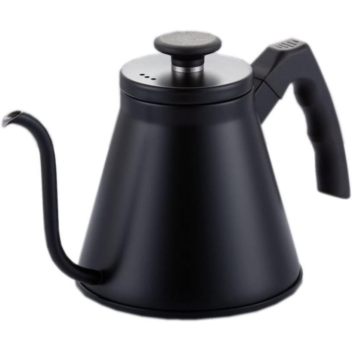 Barista Kahve Gooseneck Kettle - Çelik Kahve Demleme Dripper Kettle - İndüksiyonlu - Paslanmaz Çelik - Siyah, Slim - 1200 ml