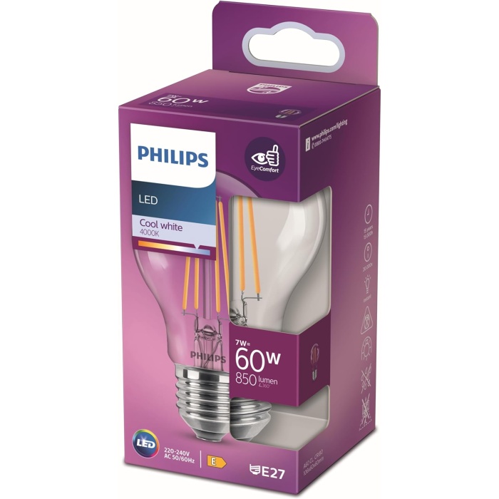 LED Classic 60W A60 E27 4000K Gün Işığı Dim Edilmez LED Filament Ampul