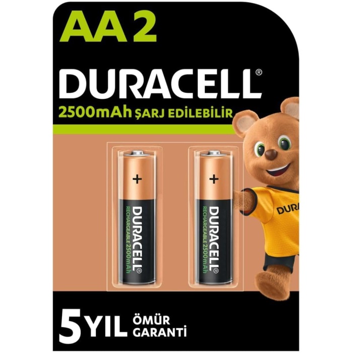 Şarj Edilebilir AA Pil (2li Paket), 2500 mAh NiMH, önceden şarj edilmiş, 1 Numaralı En Uzun Ömürlü Şarj Edilebilir Pil