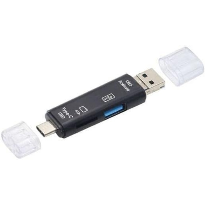 -5068 Micro USB/Type C to Micro Sd OTG Çevirici, Otg 3in1 Type-C Ve Micro Usb Tf Çevirici Dönüştürücü Kart Okuyucu