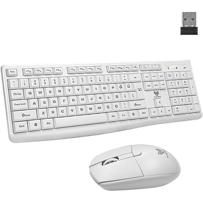  2.4 Ghz Wireless Kablosuz Sessiz Klavye Mouse Set 1600 Dpı Pilli Beyaz Pc Laptop Tv Uyumlu Türkçe Q