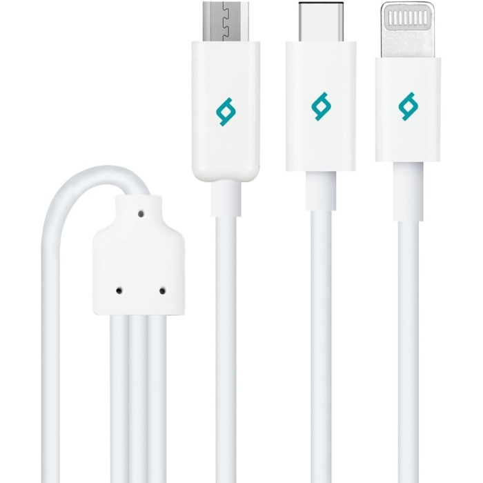 Trio Şarj Kablosu Type-C-Lightning-Micro USB - Beyaz (2DK7521)