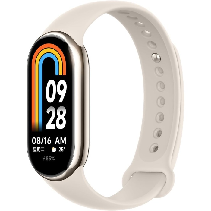 Smart Band 8, Metal Çerçeve, 1,62 inç (4 cm) AMOLED Ekran, Aktif Parlaklık, Sağlık İzleme, 60 Hz Yenileme Hızı, 200’den Fazla Kadran, 16 Günlük Pil Ömrü, 5 ATM Su Geçirmezlik, Fildişi