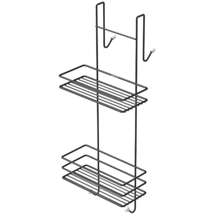 11.LM.065.05 İki Katlı Asmalı Duşakabin Rafı Mat Siyah Lm065, Siyah, Large