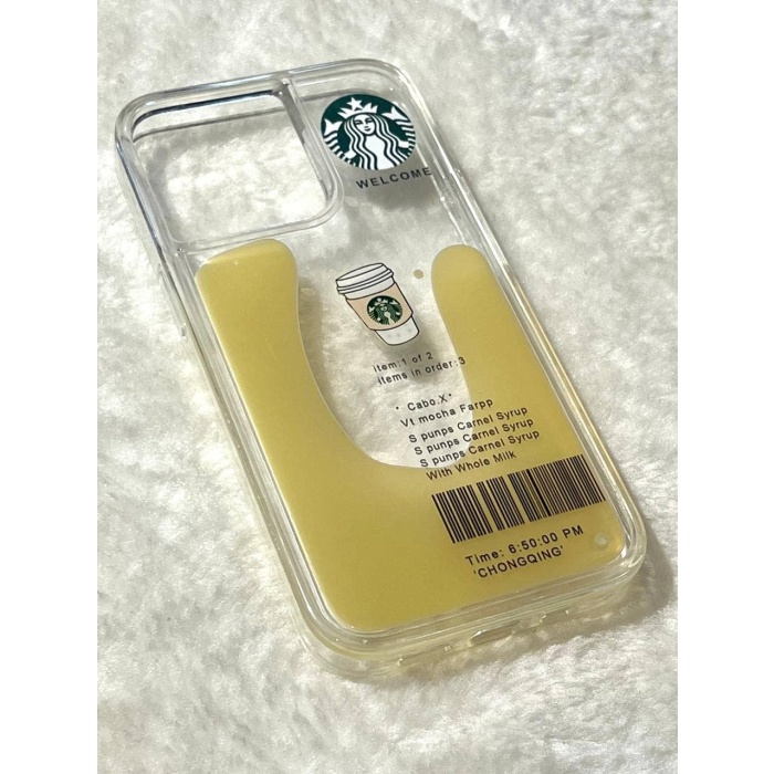 11 ile uyumlu Starbucks Latte Sulu Desenli Telefon Kılıfı (Latte)