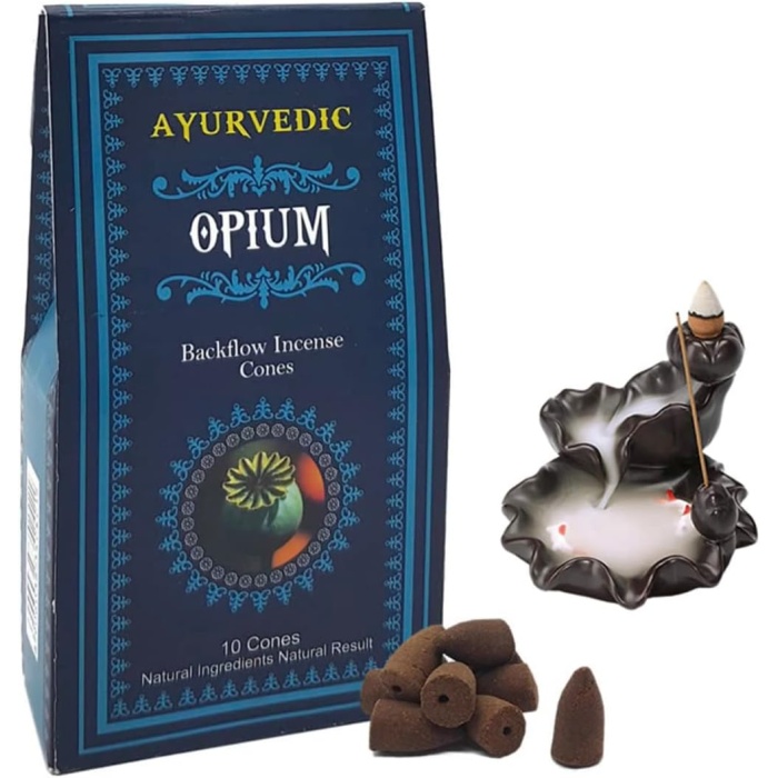 Ayurvedic Doğal KONIK Tütsüler (Şelale geri Akışkanlı) || 20 farklı AROMA ve KOKU || , WHITE (Adaçayı), NAG CHAMPA,... (Opium (Haşhaş))