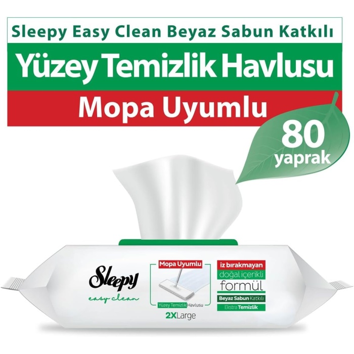 Easy Clean Beyaz Sabun Katkılı Mopa Uyumlu Yüzey Temizlik Havlusu, 80 Yaprak