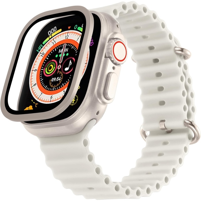 Watch ultra band 49mm ile uyumlu Ekran Koruyucu Temperli Cam Spor, Yumuşak Silikon Su Geçirmez Kayış Bileklikler iWatch  Watch Serisi Ultra Kadın Erkek