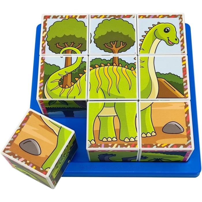 Dinozorlar 3D Puzzle Seri 2 - (9 Küp 6 Dinazor Yapboz)