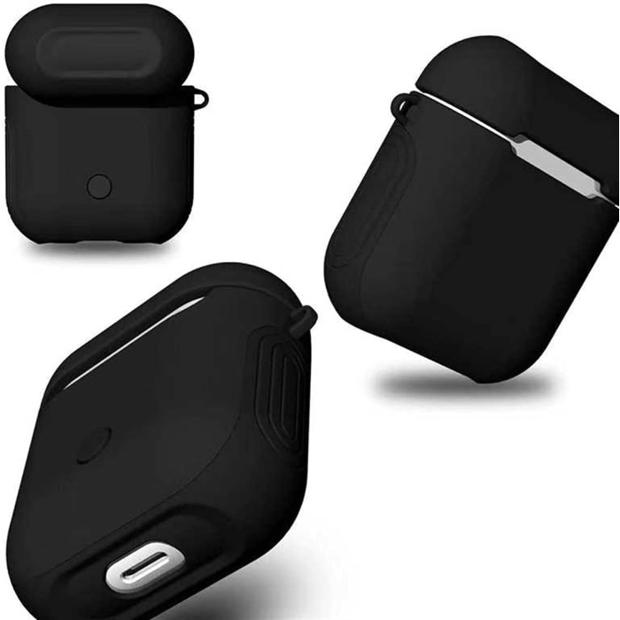 Airpods ile uyumlu Kılıf  Shockproof Silikon, Siyah