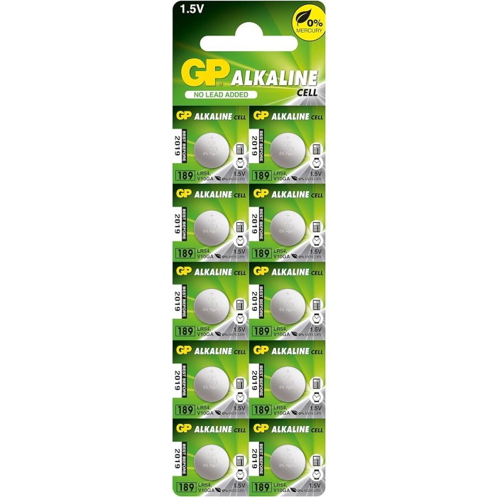 Batteries 189 Lr54/189/V10Ga Boy Alkalin Düğme Pil, 1.5 Volt, 5Li Kart