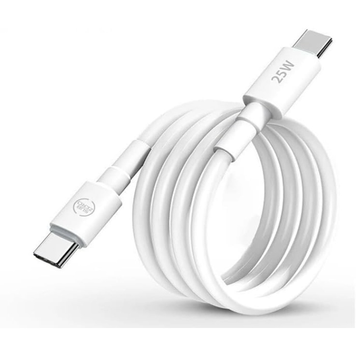 Type C to Type C Şarj Kablosu 30W 1 Metre Uzun Pd Çift Taraflı Usb C Hızlı Şarj ve Data Kablosu Beyaz