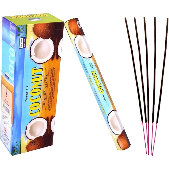 Darshan Coconut - (Hindistan Cevizi) Kokusu Agarbatti Özel Aroma Kokusu 20 Adet 1 Paket Çubuk Tütsü