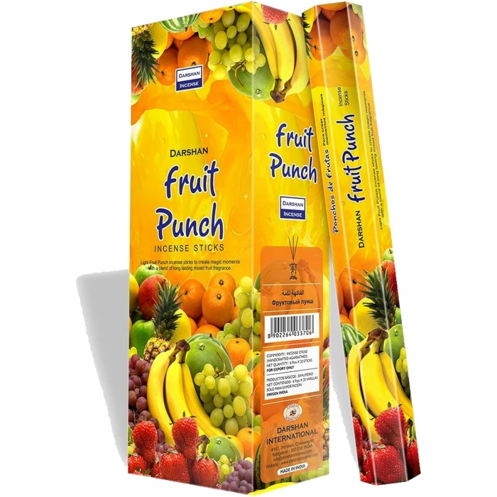 Darshan Fruit Punch - (Karışık Meyve Suyu) Kokusu Agarbatti Özel Aroma Kokusu 20 Adet 1 Paket Çubuk Tütsü