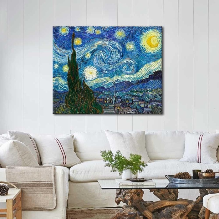 Canvastar Vincent van Gogh Yıldızlı Gece Kanvas Tablo (48 x 60 cm)