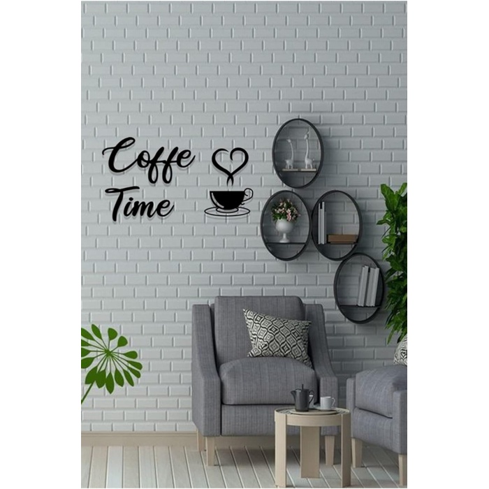 LEYLASER 3mm Ahşap MDF Coffee Time Yazısı 27 * 44