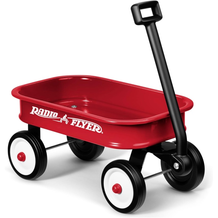 Radio Flyer Küçük Kırmızı Oyuncak Vagon, sergileme için küçük oyuncak arabası, 36 cm uzunluğunda