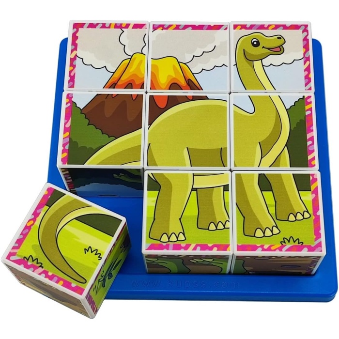 Dinozorlar 3D Puzzle Seri 1 - (9 Küp 6 Dinazor Yapboz)