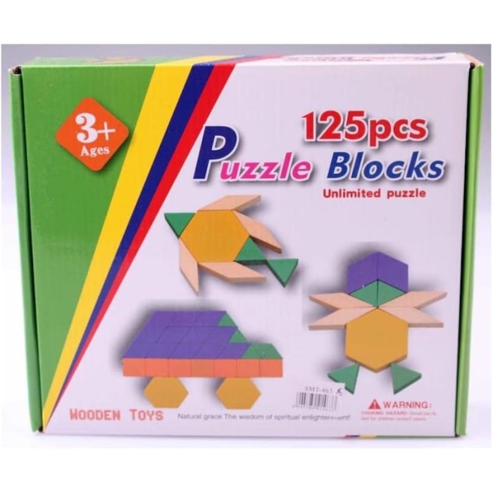 Wooden  125 Parça Ahşap Eğitici Tangram Puzzle Blok Seti