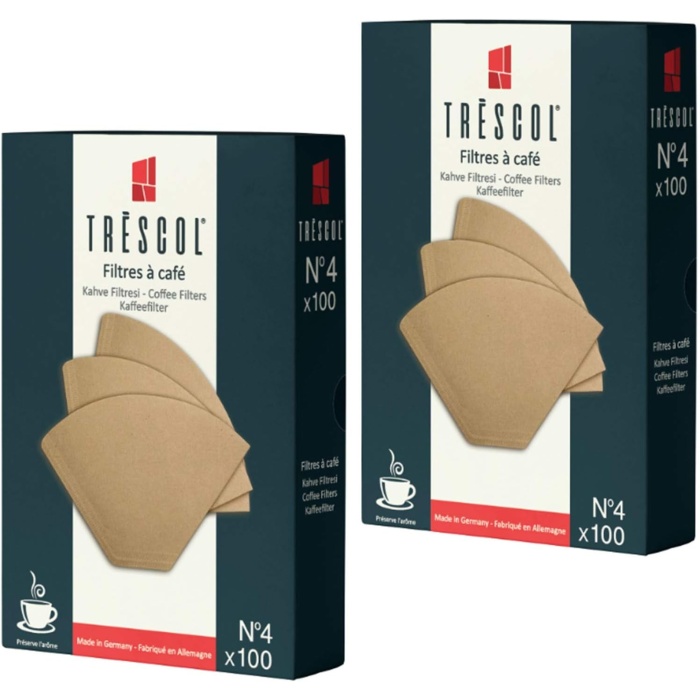 Tréscol Kahve Filtresi 4 Numara (Büyük Boy) Naturel Kağıt 2X100 200lü Paket