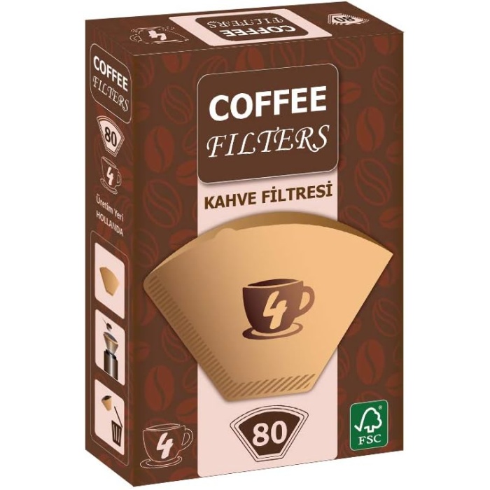 Coffee Filters Filtre Kahve Kağıdı 80li Brown 1X4