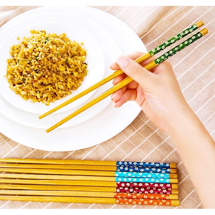 Pratik 2li Desenli Yıkanabilir Kore Çin Bambu Chopsticks Yemek Çubuğu |desenli Bambu Chopstick