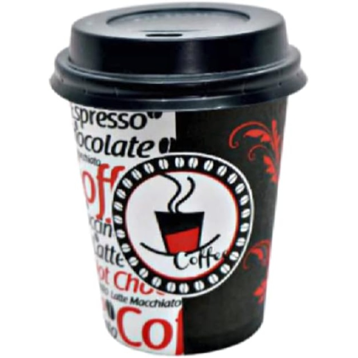 Excodi Cup - [ AYGÜN CUP ] 8 oz Kapaklı Karton Bardak - 250 ml - 100 Adet Kaliteli Otomat Bardağı, Sızdırmaz, El Yakmaz (KIRMIZI)