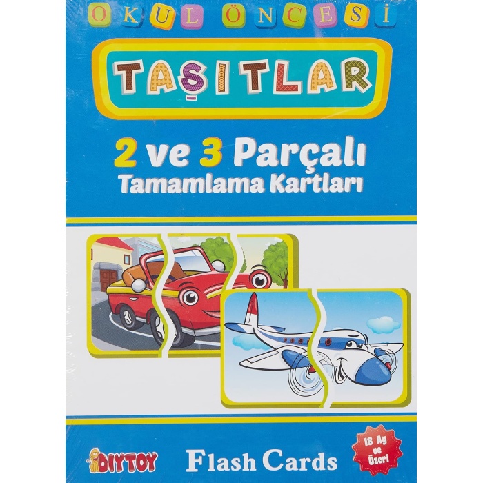 Eğitici Flash Card Book Okul Öncesi Taşıtlar 2 ve 3 Parçalı Tamamlama Kartları