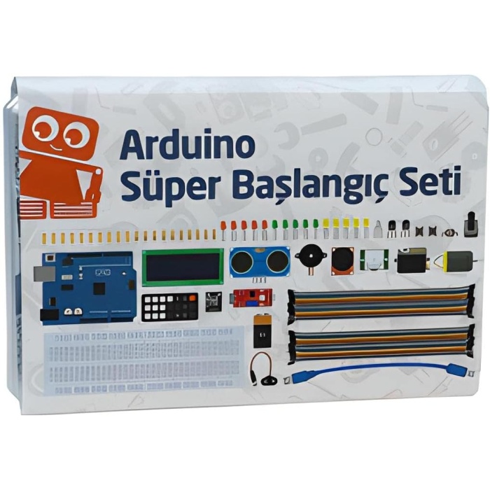 Arduino Uyumlu Süper Başlangıç Seti Uno Rev3 (Klon) (E-Kitap Hediyeli ve Videolu)