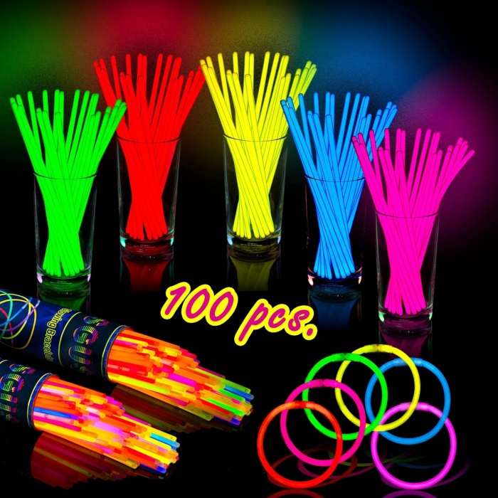 100lü Paket Renkli Cadılar Bayramı Parlatma Çubukları - bilezik ve Kolyeler parlama çubukları - Karanlık Parti Tedarikinde Parıltı İçin Harika - Parti Paketi Glowsticks 20,32 cm Düğünler, Doğum