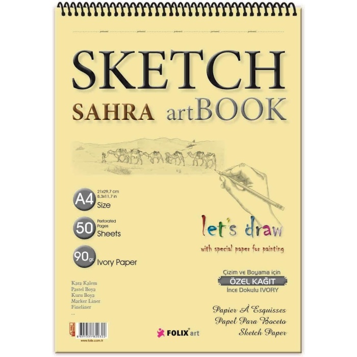 Etika Eskiz Defteri A4 50 Yaprak Spiralli Ivory Sketchbook 90 gr