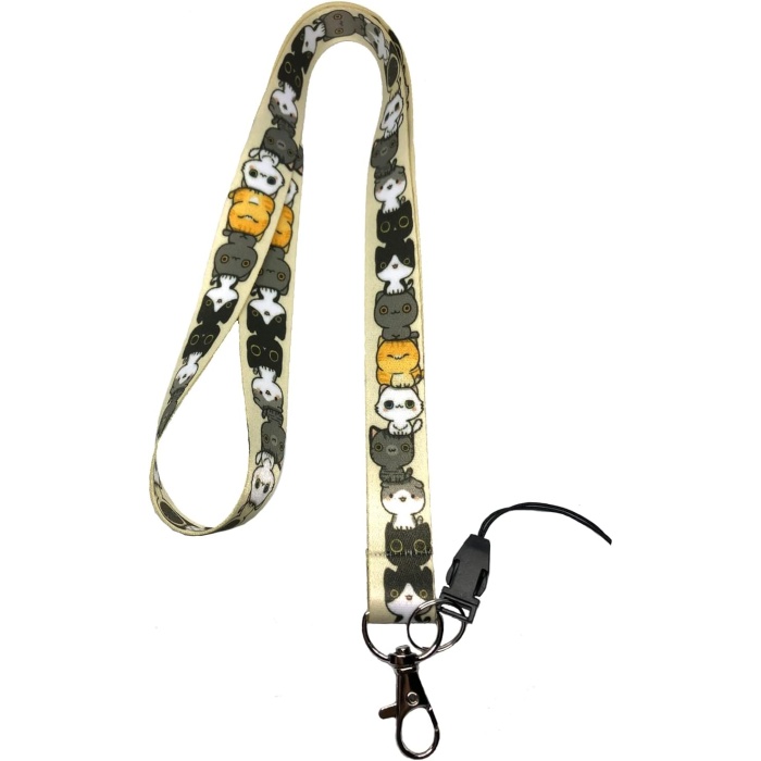 Kedi Desenli Boyun ipi Telefon Askısı Lanyard