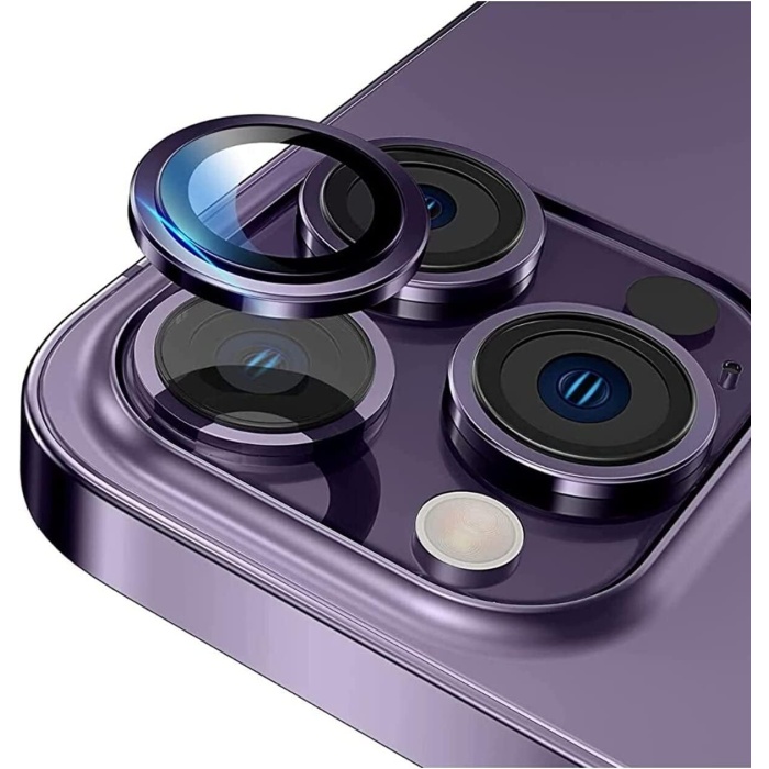 Gritty  İPhone 14 Pro Max ile uyumlu Kamera Koruyucu Lens (Mor)