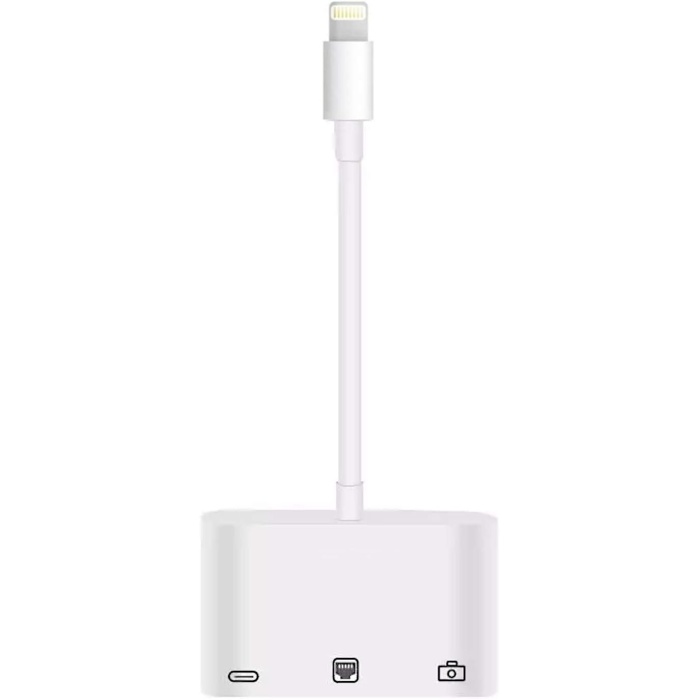 Lightning to Ethernet & USB Adapter Kablo, , iPad USB, Ethernet Dönüştürücü Adaptör Beyaz