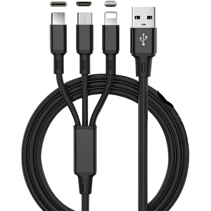 Pd Hızlı Şarj 20W 3 in 1 Hızlı Şarj Kablosu 120 cm 3 A Lightning Type-c Usb Micro Çoklu Data Kablosu