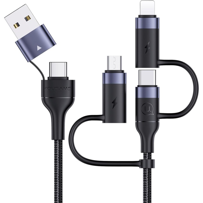 YOUSAMS PD 60W USB C Çok Hızlı Şarj Kablosu Naylon Örgülü Kablo 5i 1 Arada 3A USB/C Tipi C//Telefon Hızlı Senkronizasyon Şarj Adaptörü Dizüstü Bilgisayar/Tablet ile Uyumlu