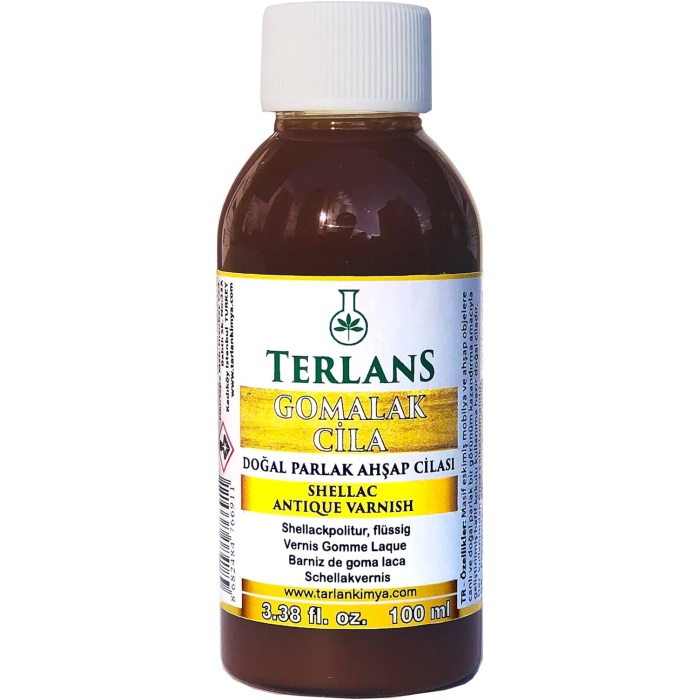 Terlans Doğal Ahşap Cilası Gomalak 100 ml - Antik Vernik - Shellac