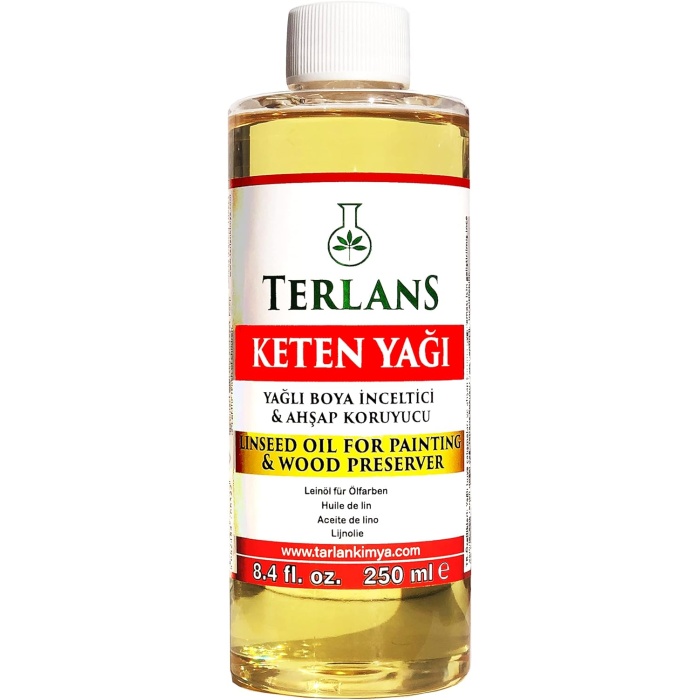 Terlans Ağartılmış Keten Yağı Resim Yağı 250 ml Linseed Oil Bleached