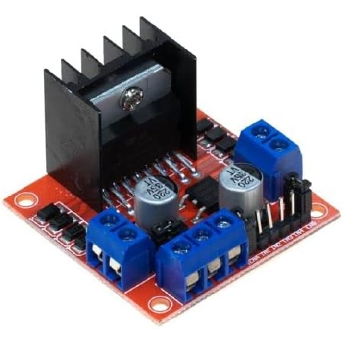 L298N Voltaj Regulatörlü Çift Motor Sürücü Kartı (Kırmızı Pcb)