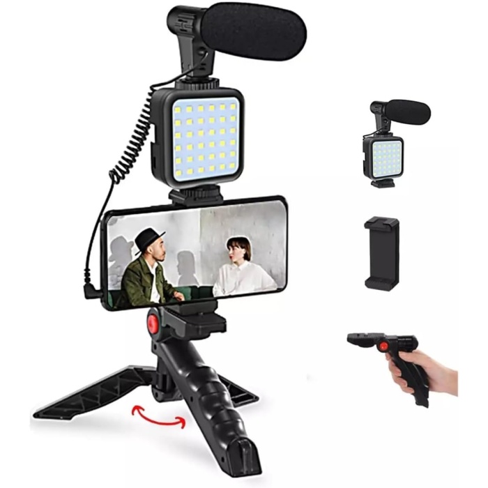 Video Üretimi için Kit Kumandalı fon Led Işık ve Mini Tripod Için Telefon Vlog Video Kayıt AY-49 Making Video