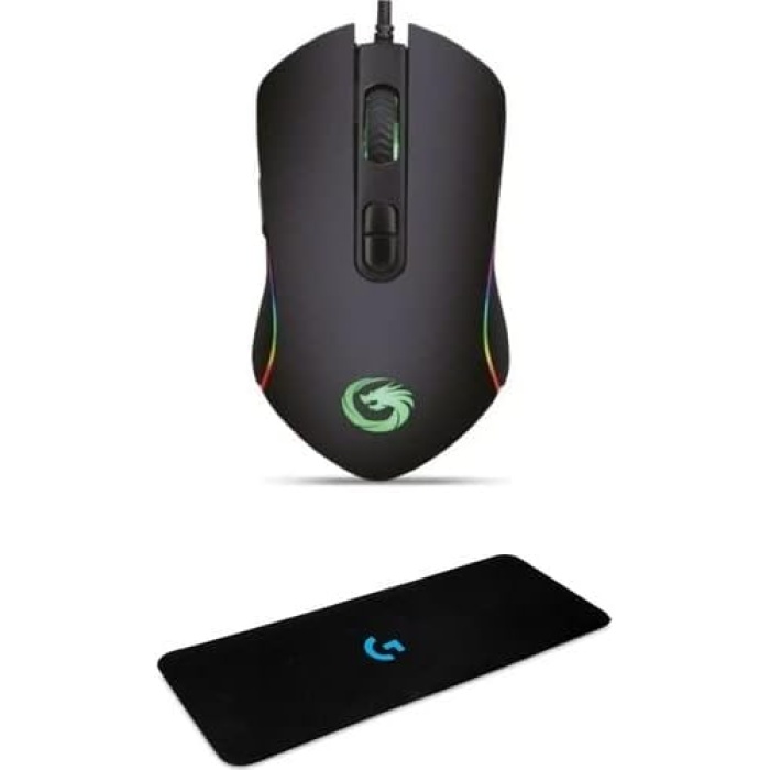 tic Hawk Siyah Makrolu 6400DPI Rgb Ledli  Oyuncu Mouse + Logitehc 70X30 CM Mouse Pad