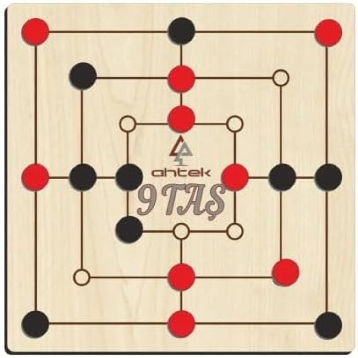 Ahşap 9 Taş Akıl, Zeka Ve Strateji Oyunu (dokuztaş, Dokuz Taş) ETİC043