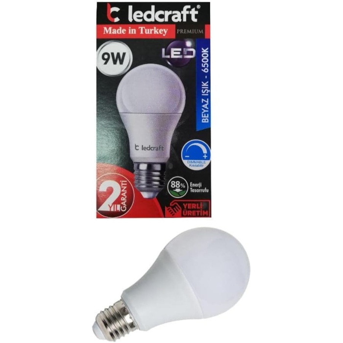 9W Beyaz Led Ampul E27 Normal Duylu