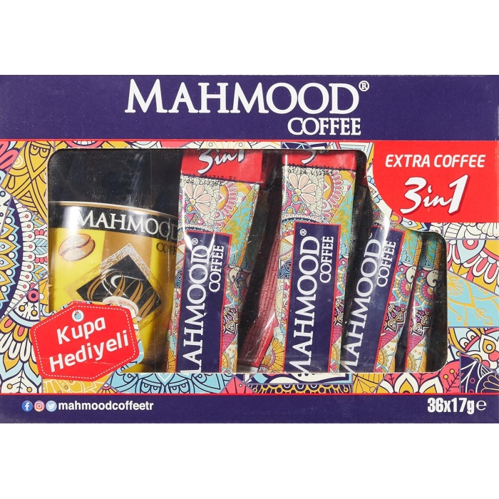 Mahmood Coffee 3in1 Extra Kahve 17 Gr x 36 Adet (Kupa Bardak Hediyeli)