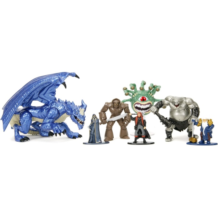 , 253254004, Dungeon Dragons Nano Figürler, Lisanslı, 7 Parça Set, 2.5” ve 4” Figür Boyutları, Die-Cast (Metal)