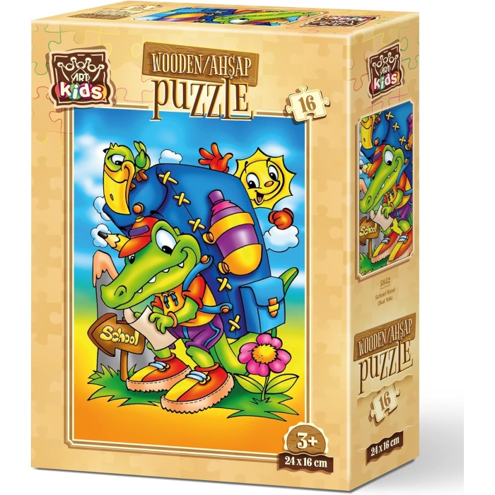 Kids Okul Yolu 16 Parça Ahşap Puzzle