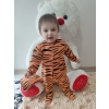 3-6-9-12 Ay Pooh Desenli Zebra Çizgili Şapkalı Sweatli 3lü Kız Erkek Bebek Tulumu(sarı)