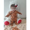 3-6-9-12 Ay Pooh Desenli Zebra Çizgili Şapkalı Sweatli 3lü Kız Erkek Bebek Tulumu(sarı)