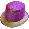 Fuşya Renk Işıltılı Hologram Kumaş Kaplama Fötr Silindir Şapka Yetişkin Boy  (CLZ)